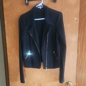 Charlotte Russe Black Blazer with Gold Zipper Accents